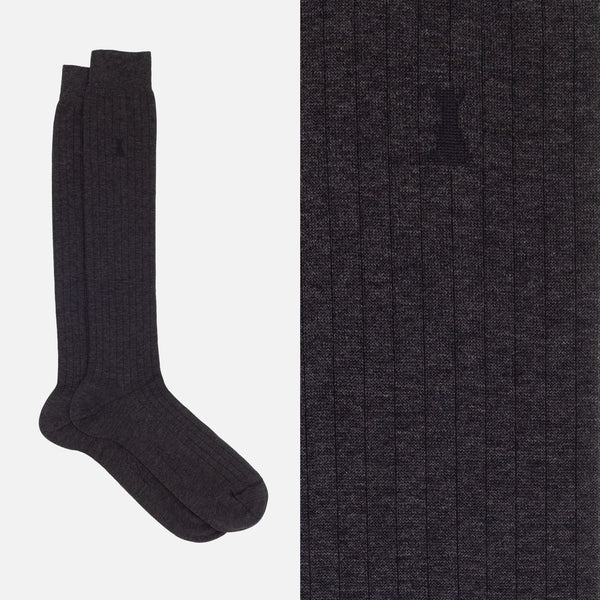Michelangelo - Long Mélange Socks with Fine Ribbing