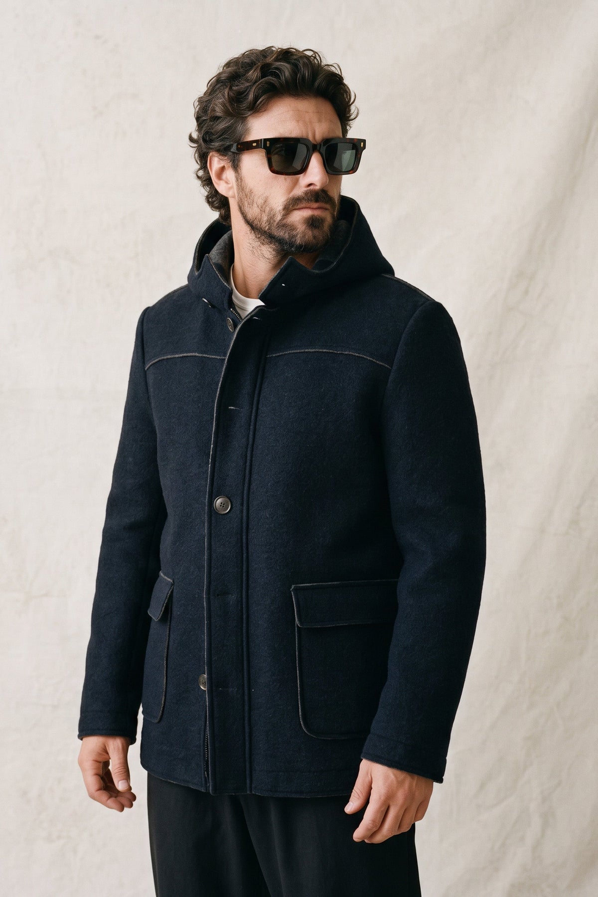 Classic Men's Wool Coat with Hood