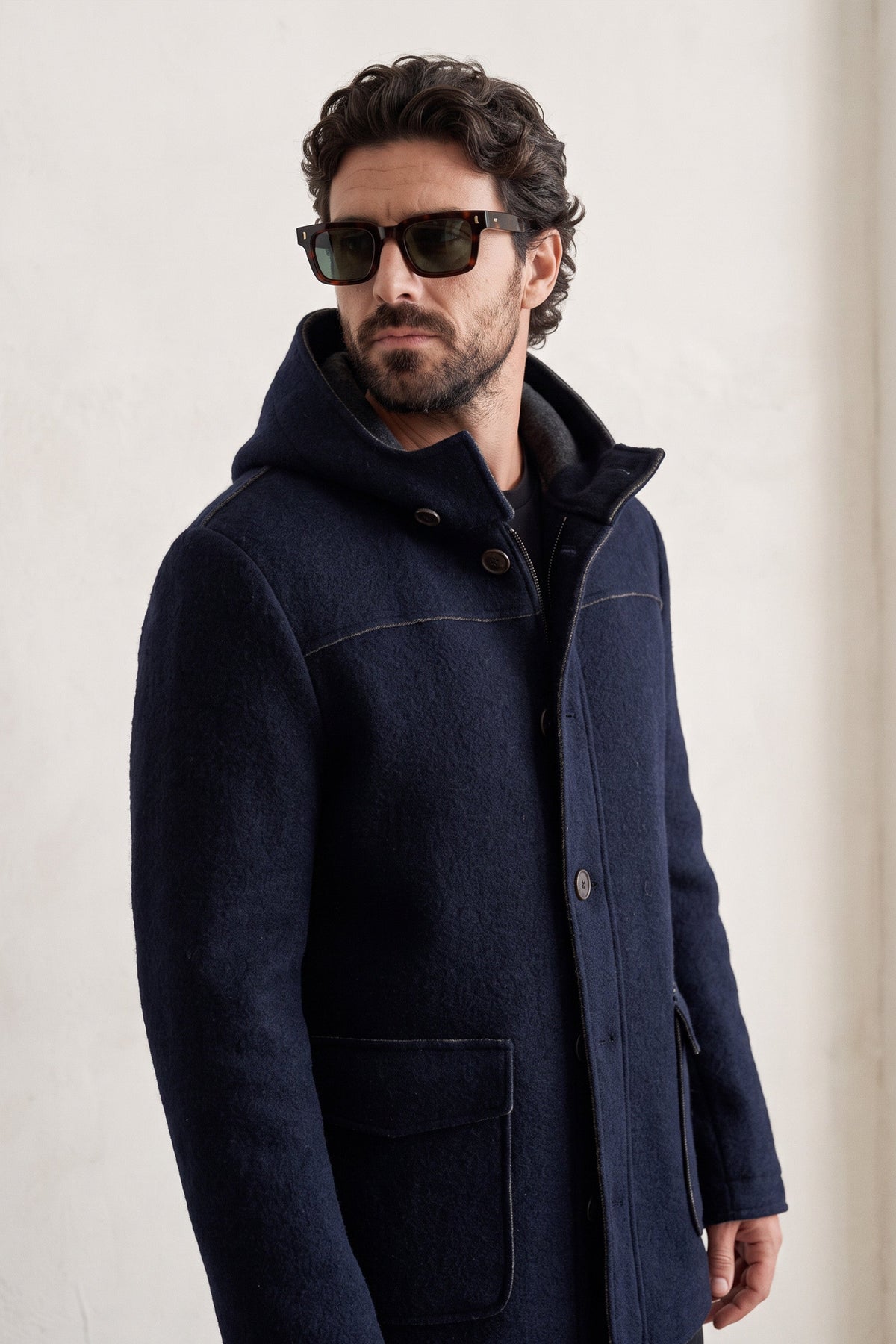Classic Men's Wool Coat with Hood