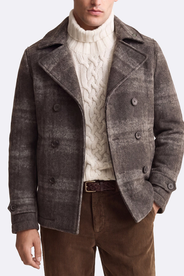 Men's Double-Breasted Gray Scottish Wool Blend Coat