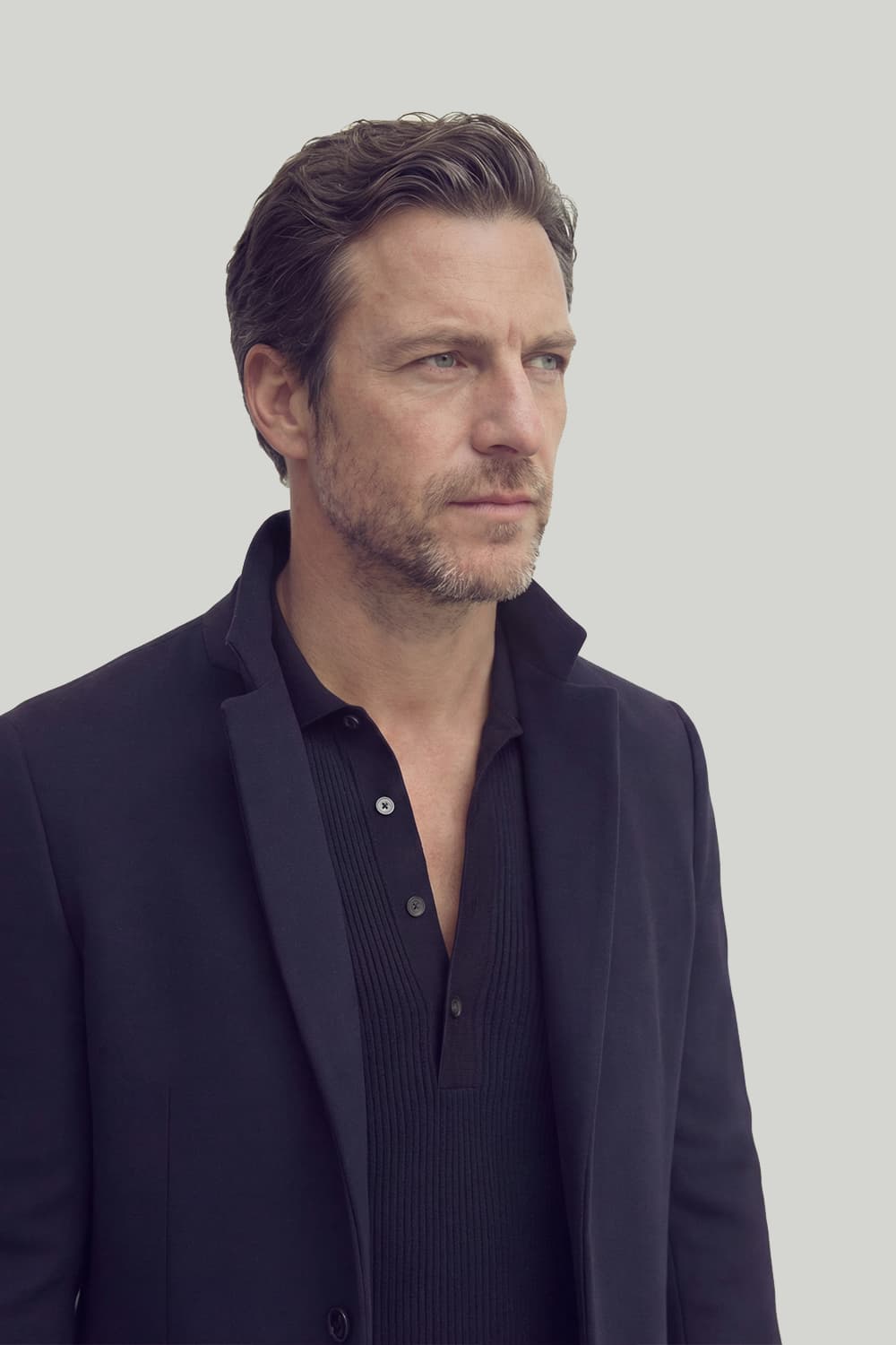 Elegant Men's Coat Cashmere Blend Blue