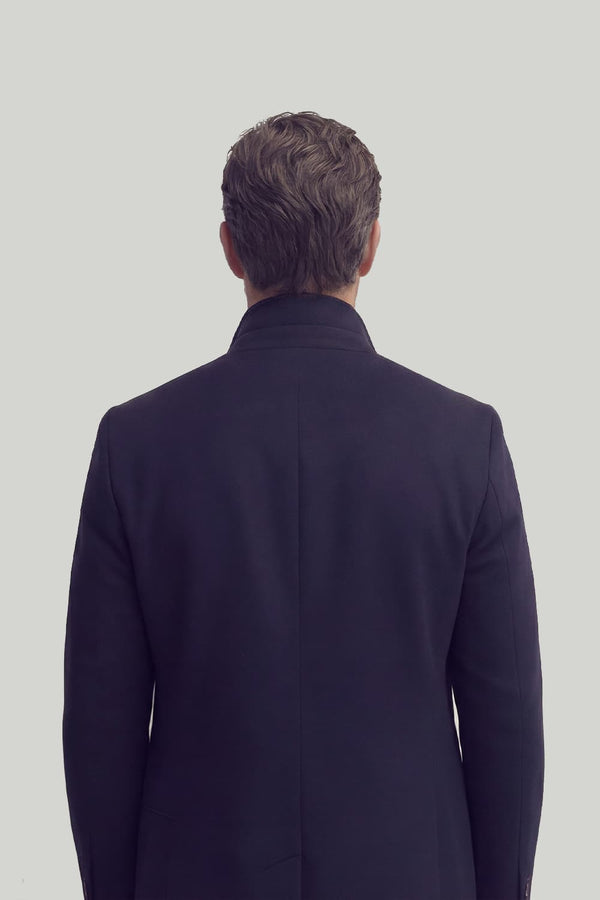 Elegant Men's Coat Cashmere Blend Blue
