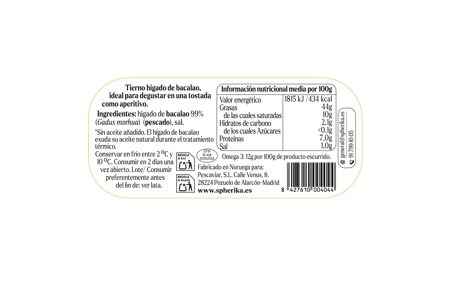 SPHERIKA, cod liver 115g