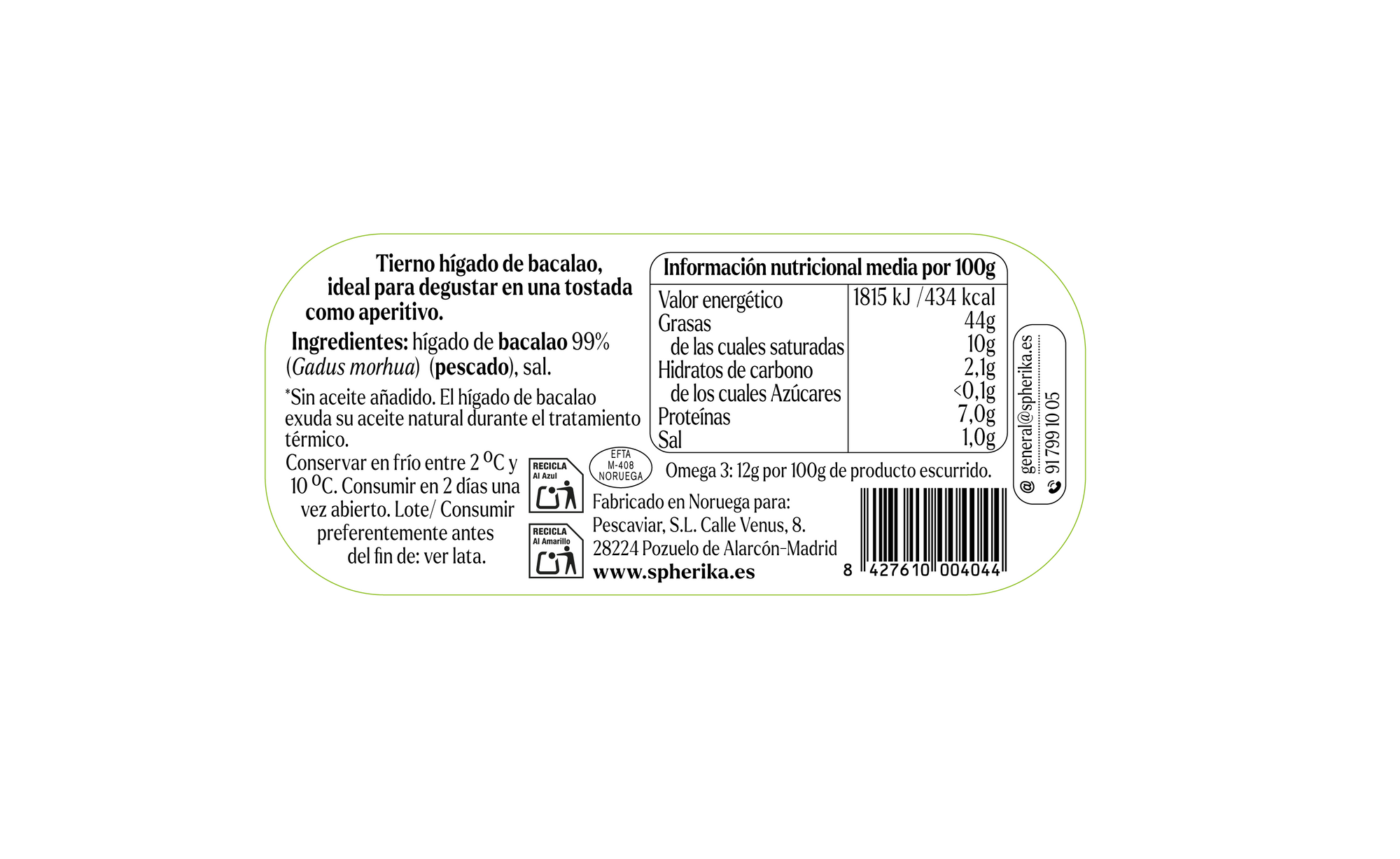 SPHERIKA, cod liver 115g