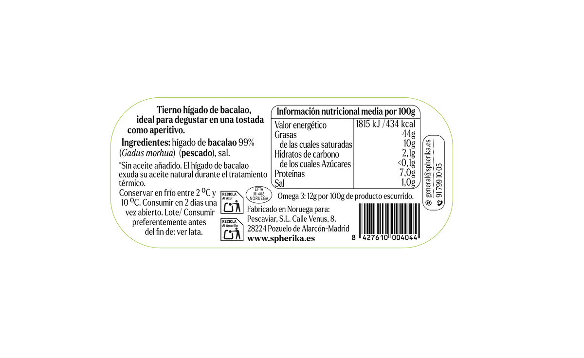 SPHERIKA, foie de morue 115g