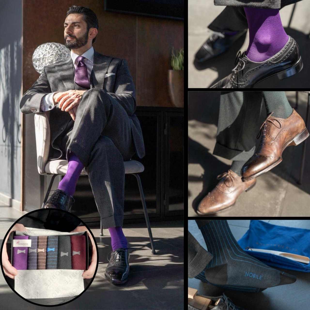 Caja La Colección de Cápsulas El Caballero Romano | 2 x Vivaldi en Merino - 3 x Filoscozia® de Costilla Fina - 1 x Filoscozia® de Color Sólido