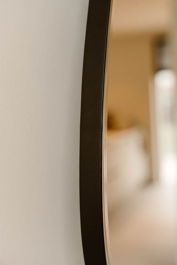 Asymmetrical Wall Mirror Black Pearl | Black Edge & Beveled Edge | 80 x 70 cm | Indore Home