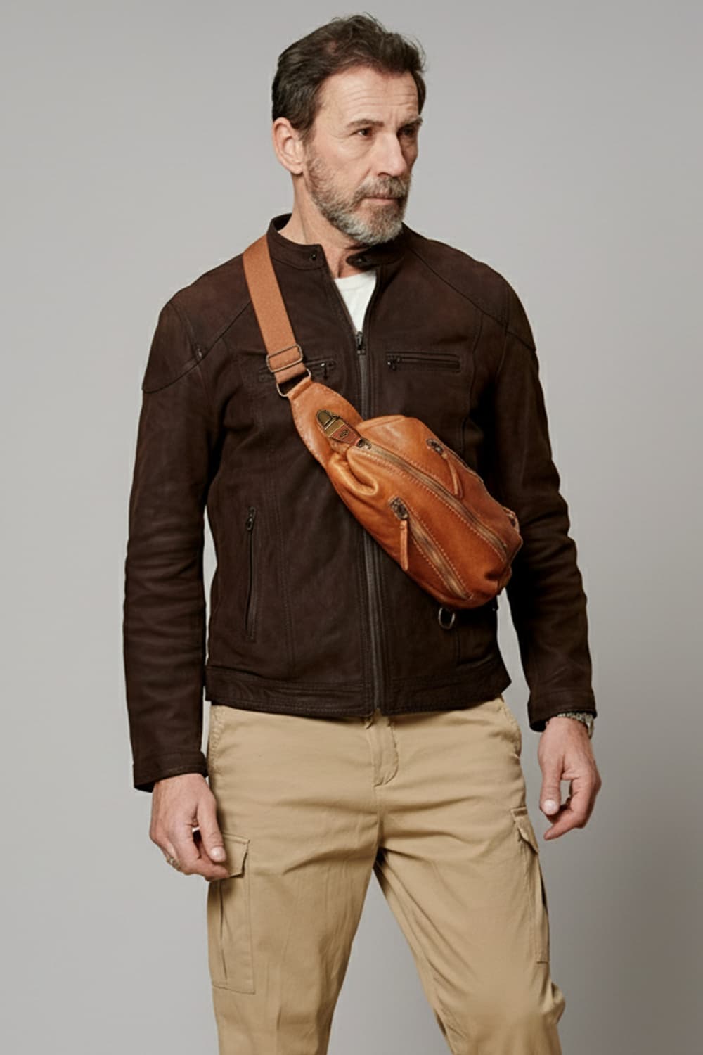 Marsupio Certaldo uomo 100% vera pelle Made in Italy - Barone Firenze