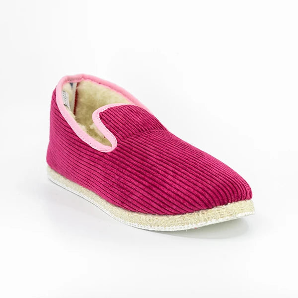 Pantoufle Velours Framboise de profil