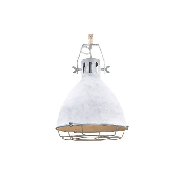 De lichtgrijze Indurope hanglamp heeft een robuuste industriële uitstraling. Perfect voor een moderne eet- of werkruimte.
