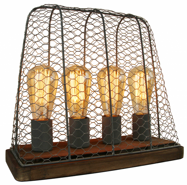 De Quattro tafellamp in vintage hout en beton voegt een industrieel accent toe aan jouw interieur.