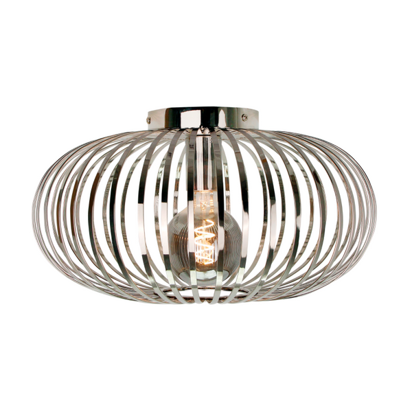 De chroomkleurige Curvato plafondlamp heeft een modern design en straalt elegantie uit. Perfect voor een eigentijdse sfeer.