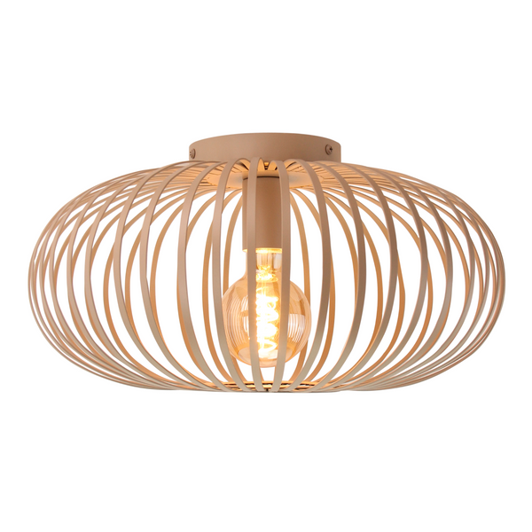 De Curvato plafondlamp in zandkleur geeft een warme, natuurlijke uitstraling. Perfect voor een serene Japandi sfeer.