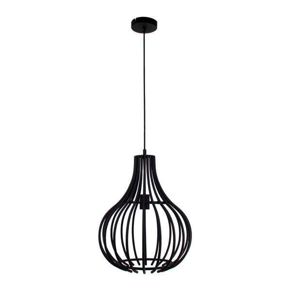 Detail van de zwarte Goccia hanglamp, modern en elegant.