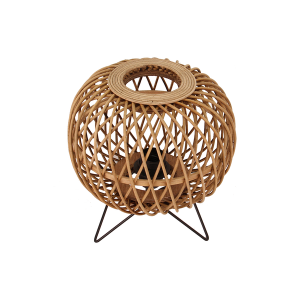 Deze ronde tafellamp in bruin bamboe geeft een warme, landelijke sfeer aan je interieur. Perfect voor knusse avonden!