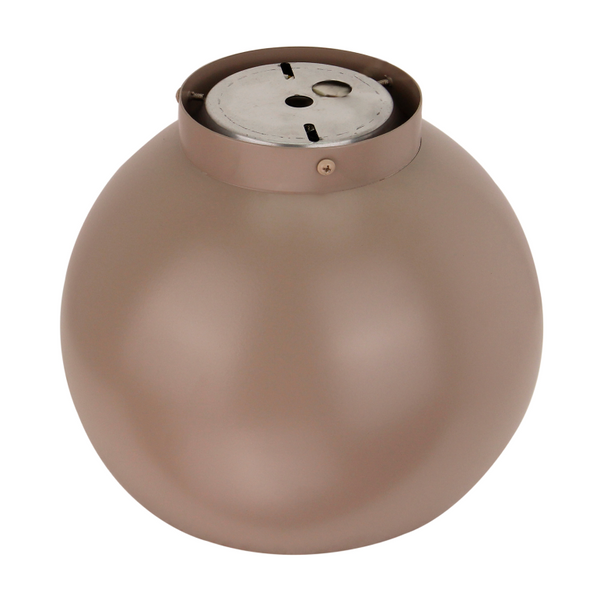 Gedetailleerde weergave van de taupe Occhio plafondlamp.