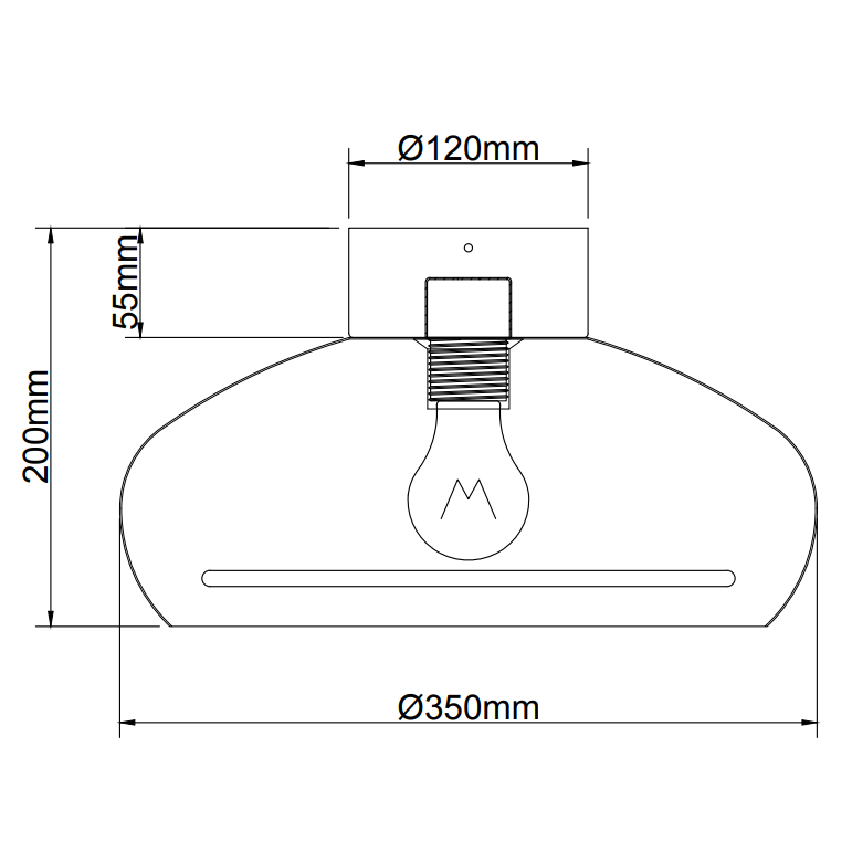 Detailfoto van de Striscia plafondlamp in zwart met gouden accenten. Een moderne eyecatcher voor elke ruimte in uw huis.