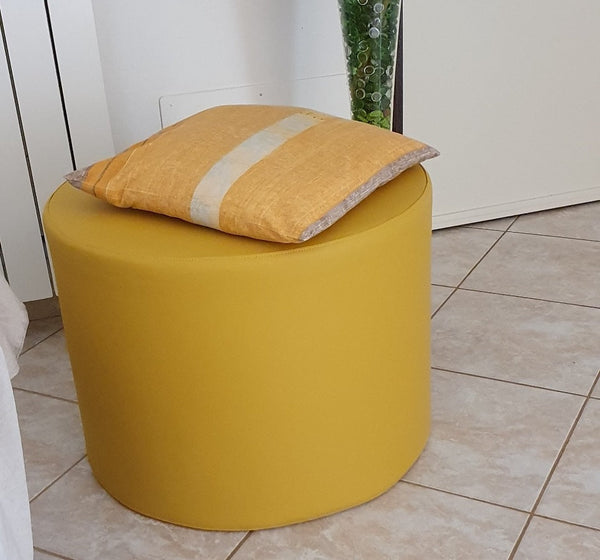 CHILL ECO 55, Pouf Poggiapiedi Rotondo in Ecopelle 55 x h42, ,  Arketicom