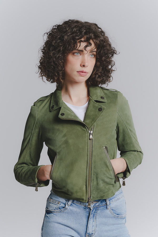 Chiodo Donna Bis Camoscio Verde