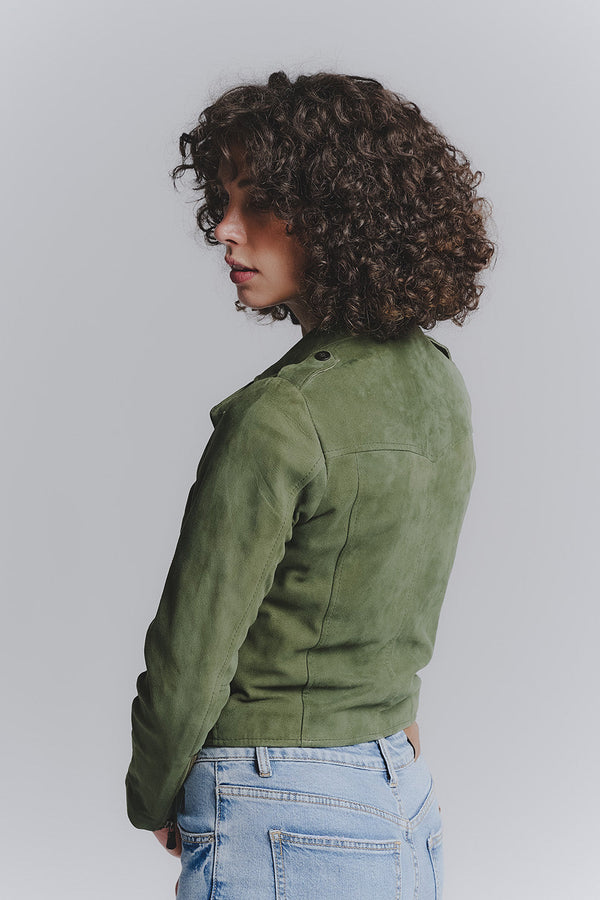 Chiodo Donna Bis Camoscio 100% vera pelle Made in Italy - Barone Firenze