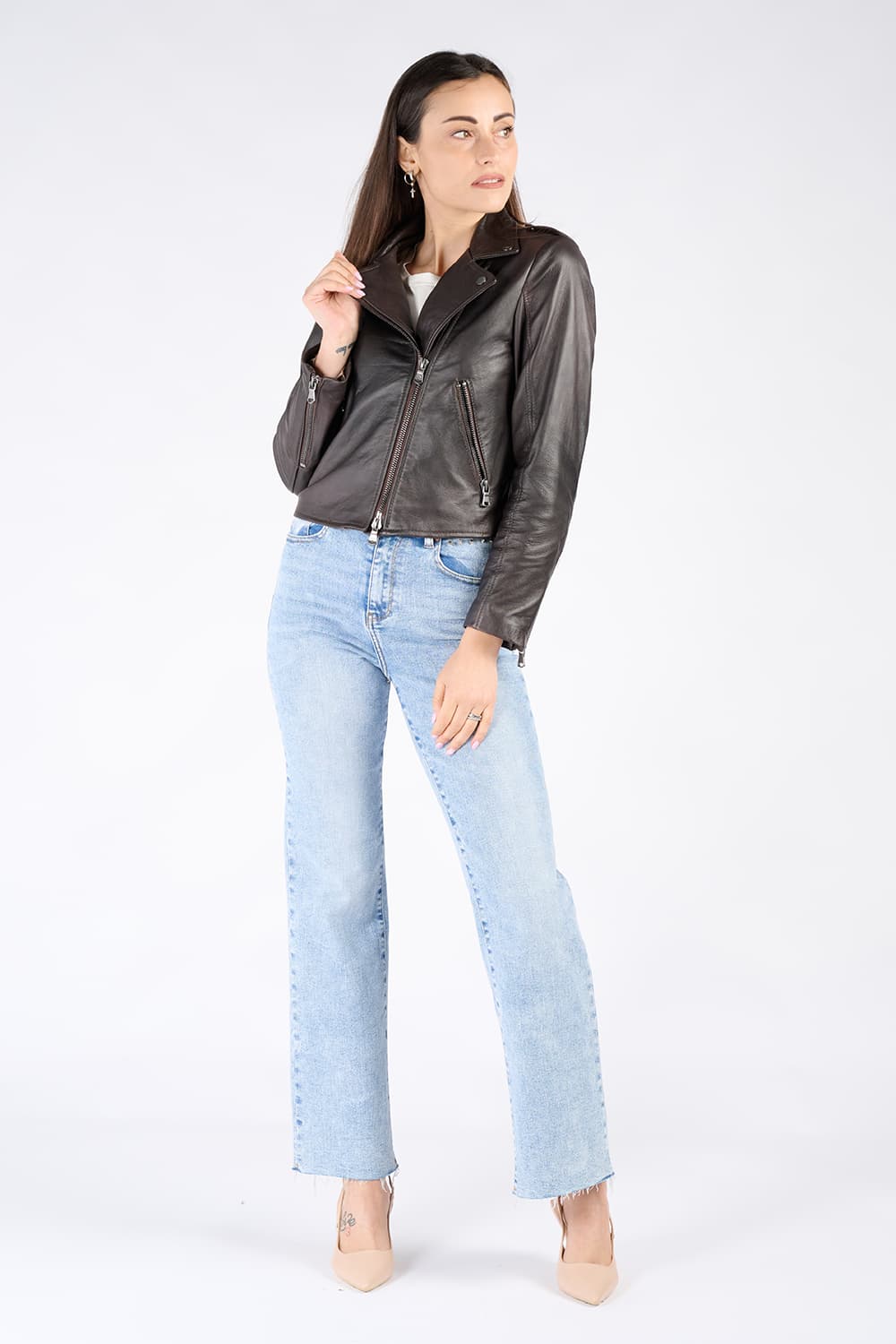 Chiodo Donna Bis giacca 100% vera pelle Made in Italy - Barone Firenze