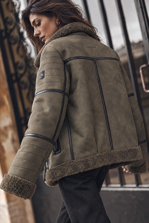 Green Shearling Style Jacket for Women