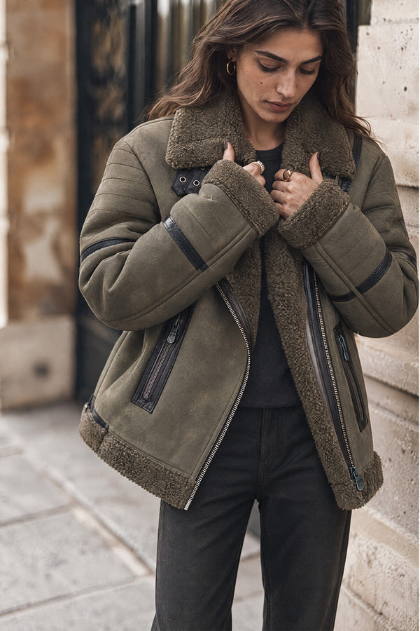 Green Shearling Style Jacket for Women