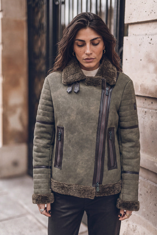Green Shearling Style Jacket for Women