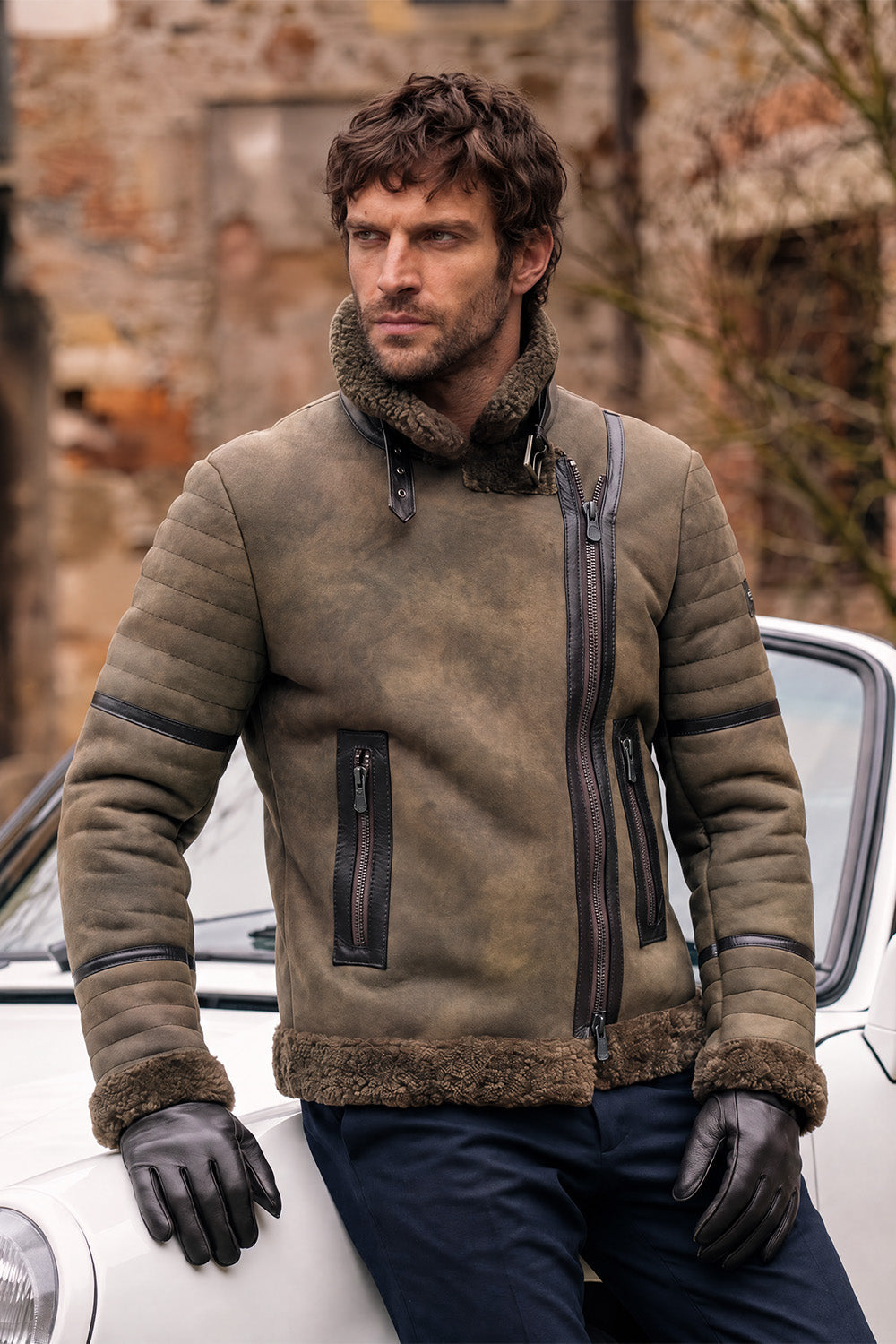 Gold Shearling Style Jacket Green