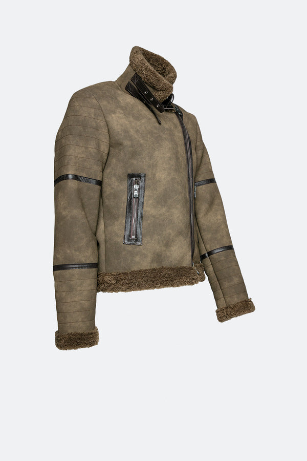 Gold Shearling Style Jacket Green
