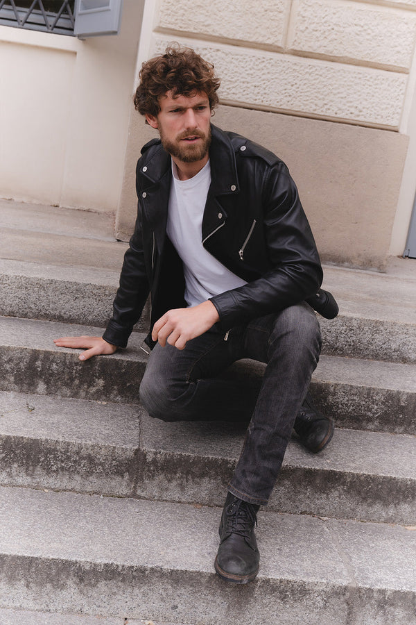 Chiodo Uomo giacca 100% vera pelle Made in Italy - Barone Firenze