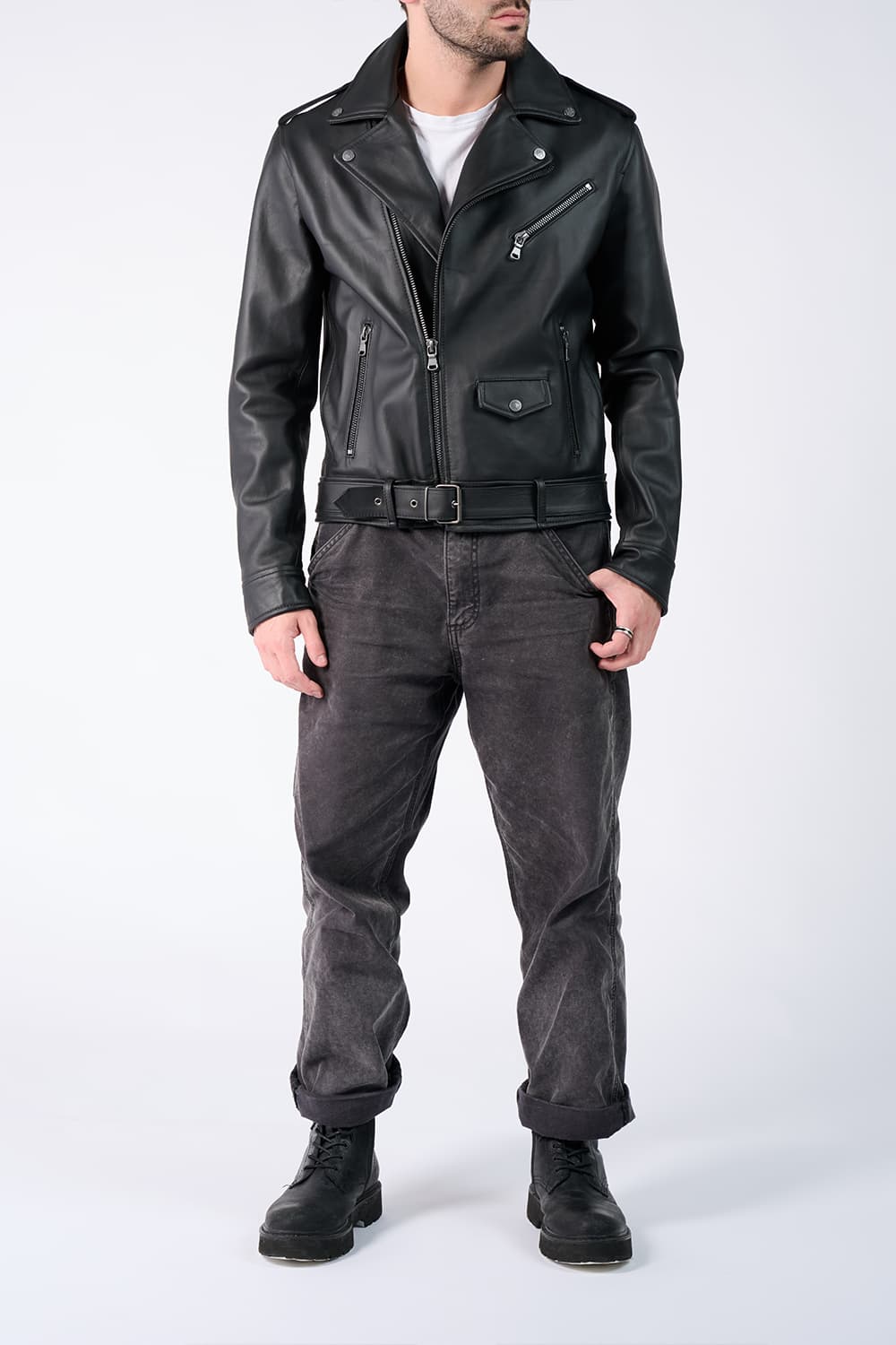 Chiodo Uomo giacca 100% vera pelle Made in Italy - Barone Firenze