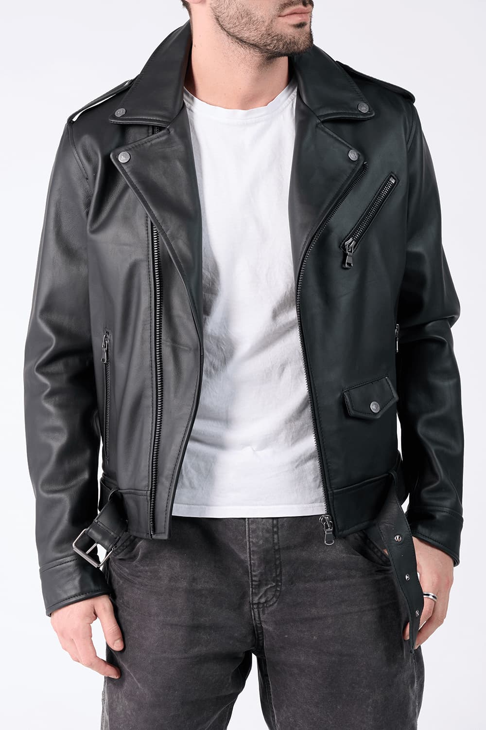 Chiodo Uomo giacca 100% vera pelle Made in Italy - Barone Firenze