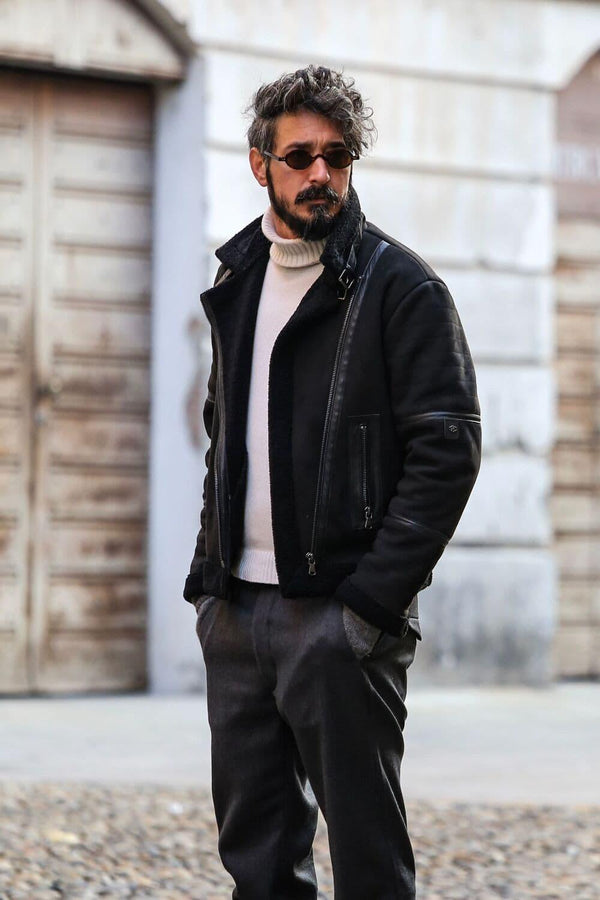 Chiodo Gold Shearling Style uomo Made in Italy - Barone Firenze