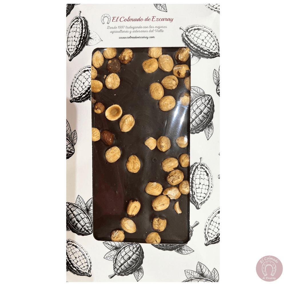 Chocolate artesano 75% cacao con avellanas mediterráneas colmado ezcaray