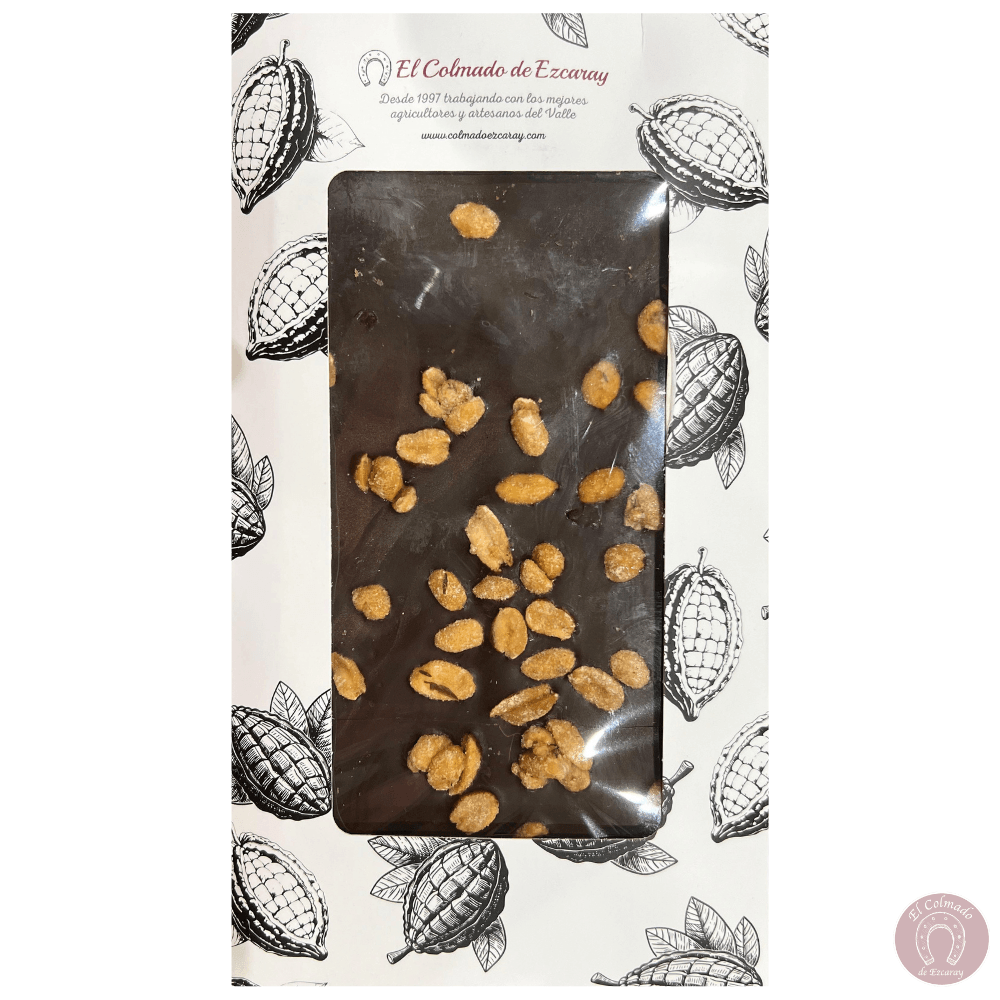Chocolate artesano 75% cacao con cacahuetes con miel