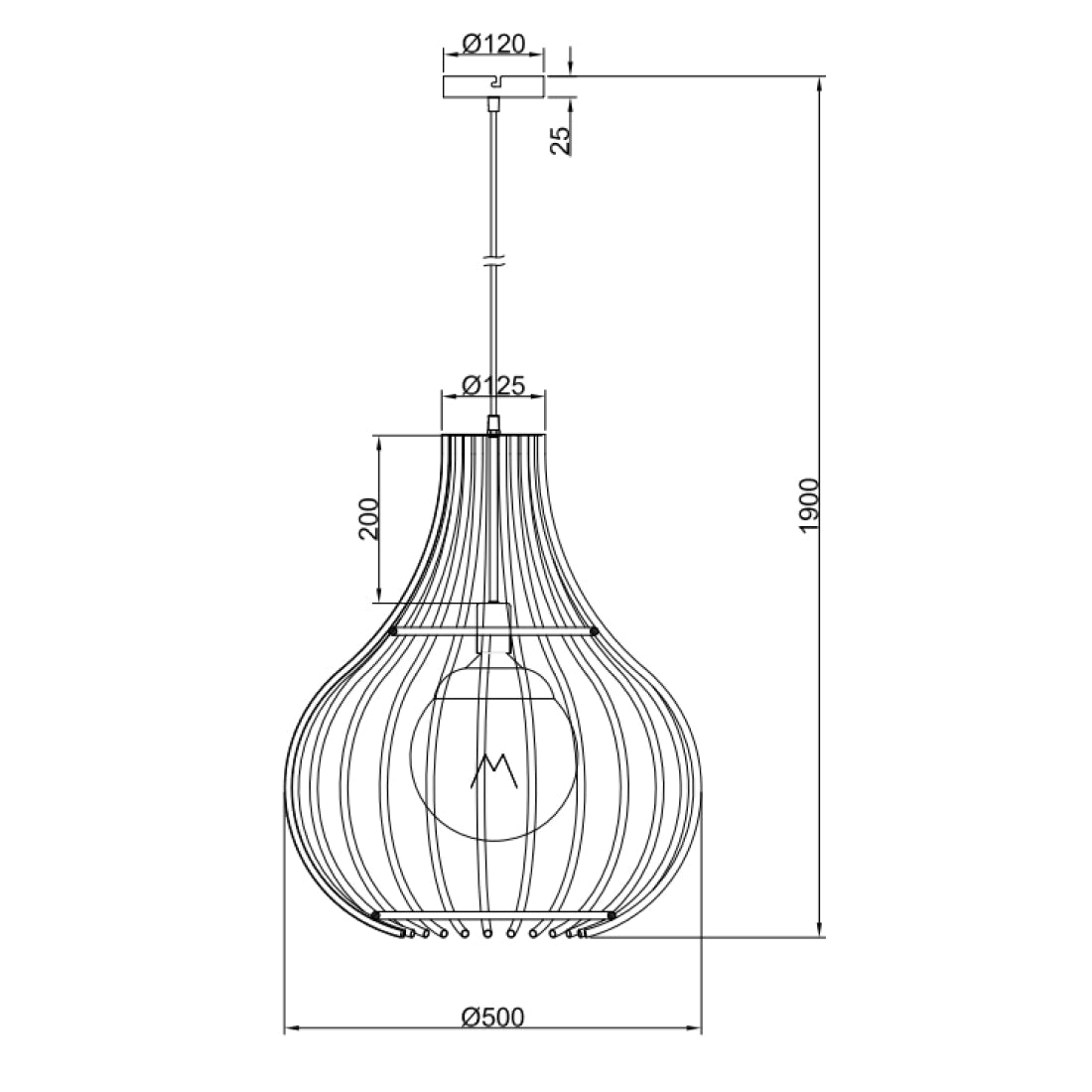 Schwarze Cipolle Pendelleuchte im modernen Design – 1-flammig, E27 für kreative Beleuchtungslösungen
