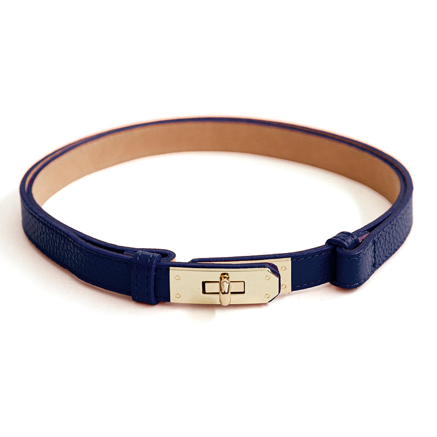 Cintura in pelle blu notte
