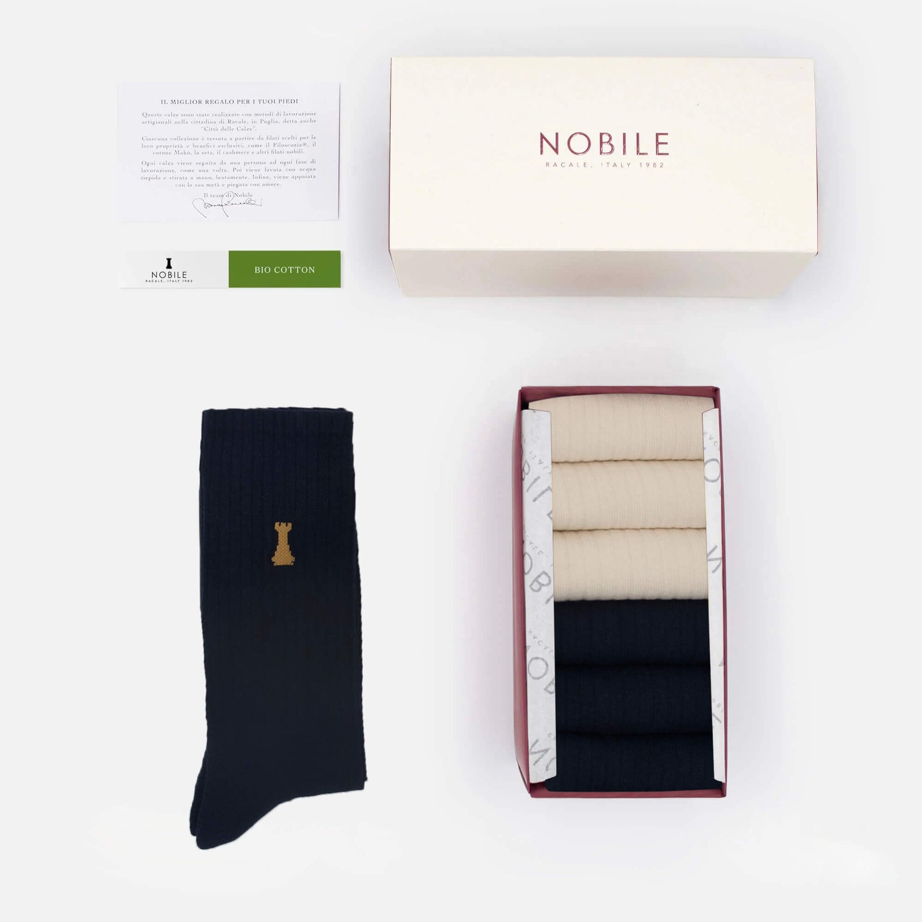 Duo Classique - Boîte de 6 chaussettes de sport en coton biologique avec tour Noble
