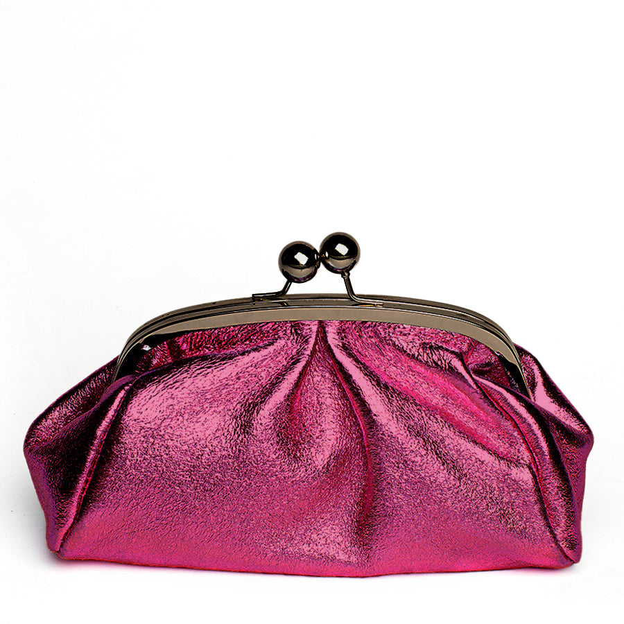 CLUTCH - Fuchsia Laminated Leather Clutch