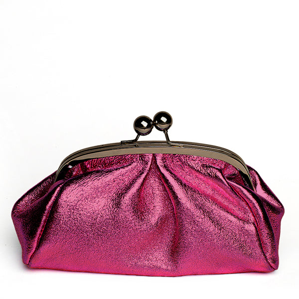 CLUTCH - Fuchsia Laminated Leather Clutch