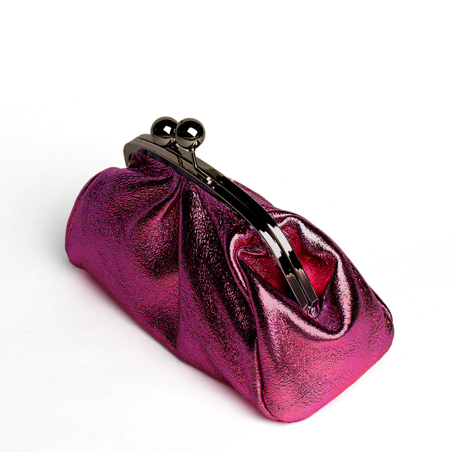 CLUTCH - Fuchsia Laminated Leather Clutch