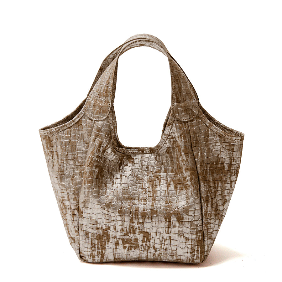 NILO - Shopping in pelle stampa cocco bronzo