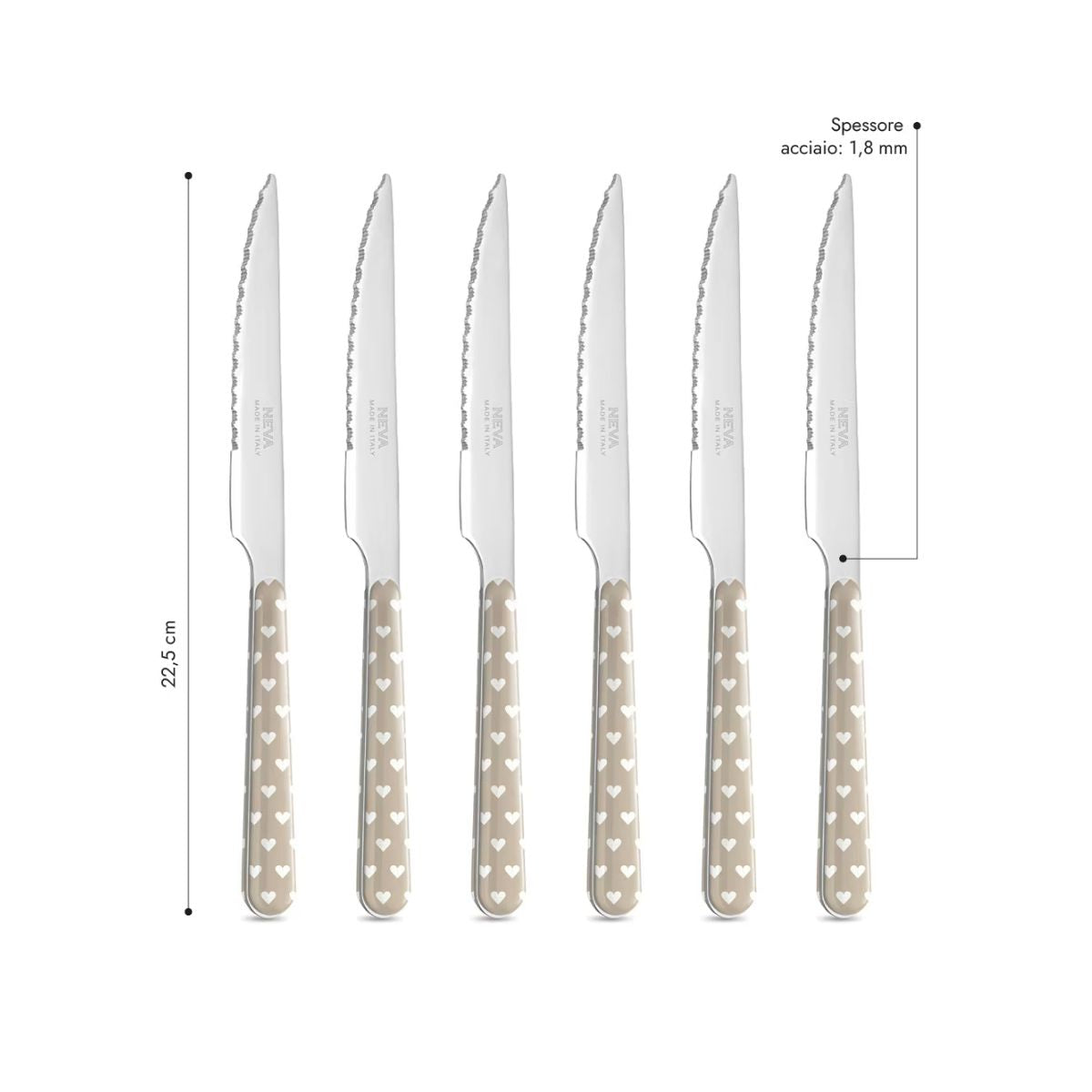 6 Steak Knives - Heart Shapes Dove BD14060PTL