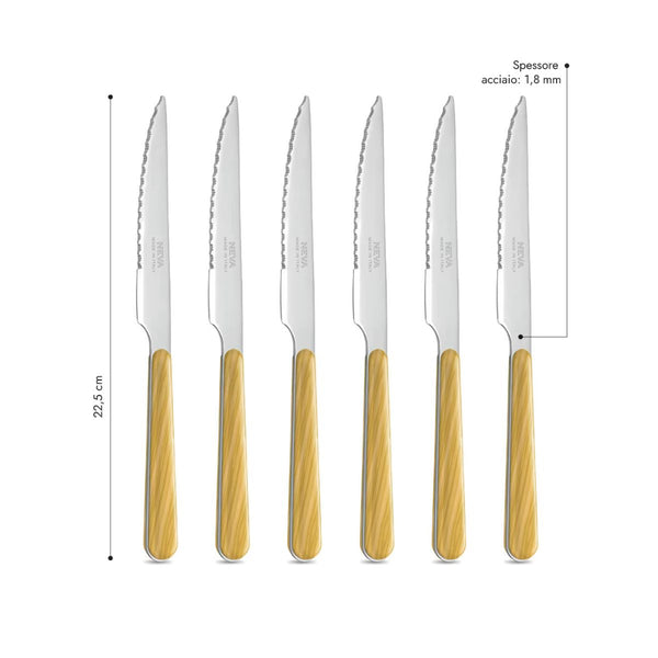 6 Steak Knives - Yellow Fir BD15500Y
