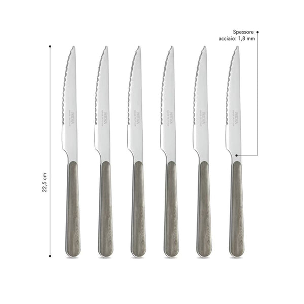6 Steak Knives - Pine Tortora BD15003
