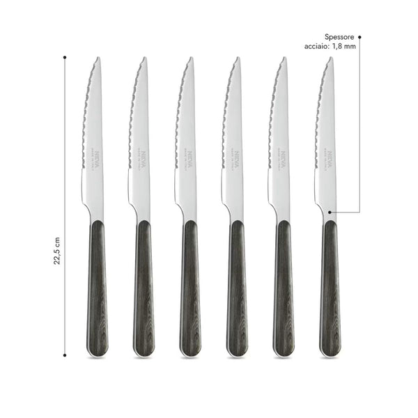 4 Coltelli Bistecca - Pino Antracite BD15004