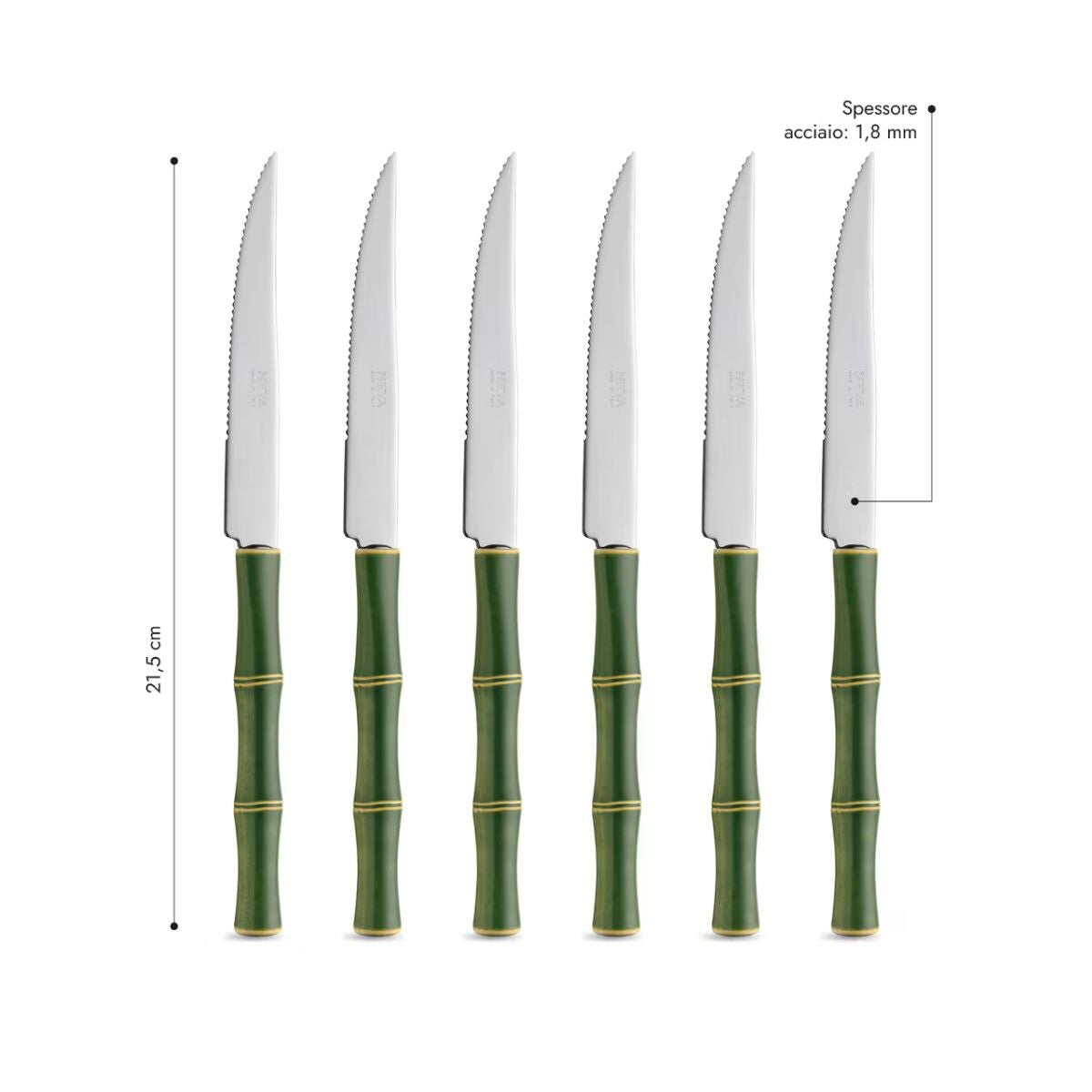 6 Coltelli Bistecca - Bamboo Verde LD14407C