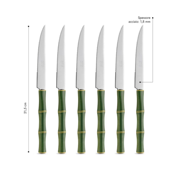 6 Coltelli Bistecca - Bamboo Verde LD14407C