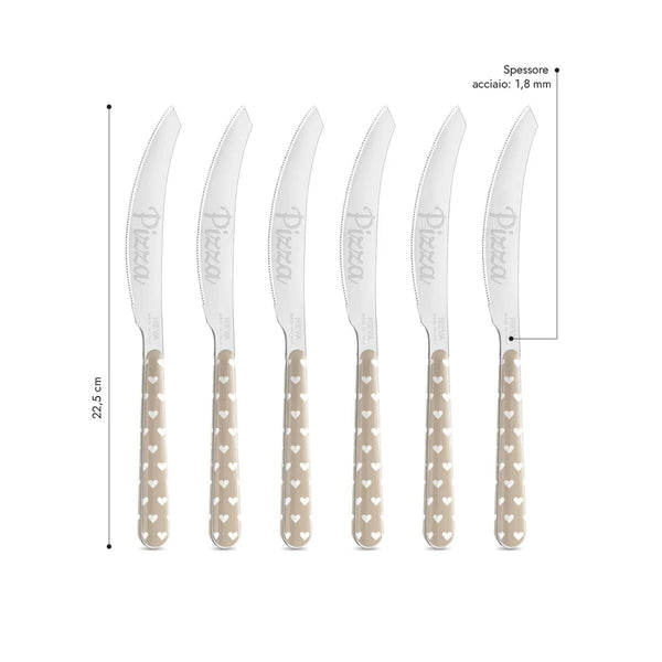 6 Pizza Knife - Cuoricini Tortora BD14060PTL
